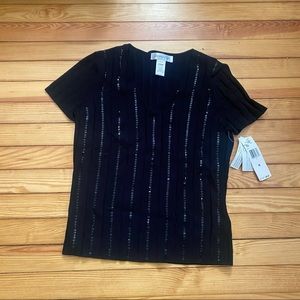 Jones New York Black Sequin Top